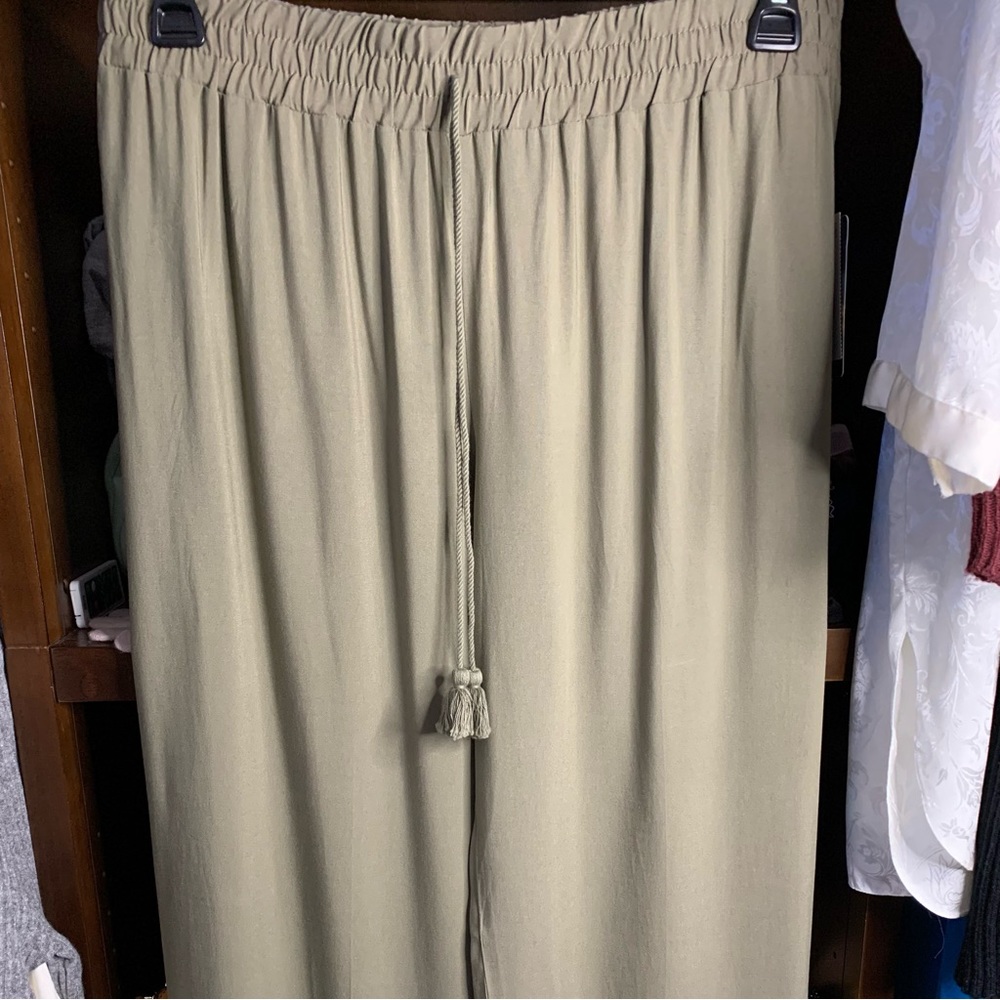 Olive Green Wide Leg Pants